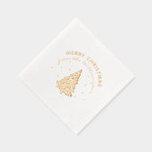 Vrolijk Kerstfeest Custom Family Name Pine Tree Folie Servetten (Rechts)