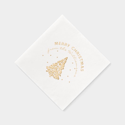 Vrolijk Kerstfeest Custom Family Name Pine Tree Folie Servetten (Rechts)