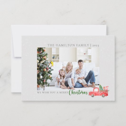Vrolijk Kerstfeest Custom Family Photo Holiday Kaa Bedankkaart (Voorkant)