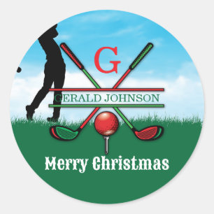 Vrolijk Kerstfeest Custom Golf Holiday Design Ronde Sticker