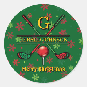 Vrolijk Kerstfeest Custom Golf Holiday Design Ronde Sticker