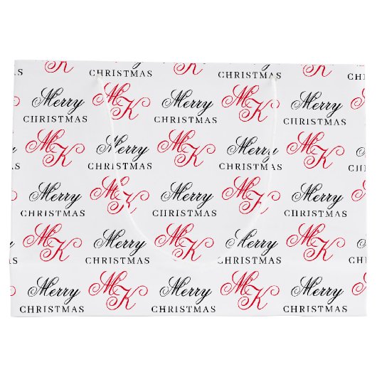 Vrolijk Kerstfeest Custom Monogram Initialen Xmas Groot Cadeauzakje (Achterkant)