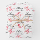 Vrolijk Kerstfeest Custom Monogram Initialen Xmas Inpakpapier Vel (In situ)