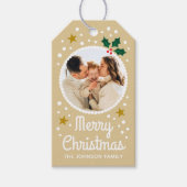 Vrolijk Kerstfeest Custom Photo Name Simple Schatt Cadeaulabel (Voorkant)