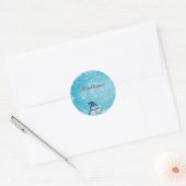 Vrolijk kerstfeest, Cute Snowman Pine Tree Ronde Sticker (Envelop)