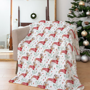 Vrolijk kerstfeest Dachshund Dog-kerstkeuken Fleece Deken