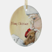 Vrolijk kerstfeest Dachshund en kerstkunst Keramisch Ornament (Rechts)