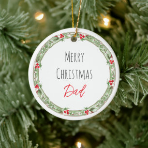 Vrolijk Kerstfeest DAD Love Kinder NAAM Feestelijk Keramisch Ornament