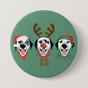 Vrolijk Kerstfeest Dalmatische Honden Ronde Button 7,6 Cm