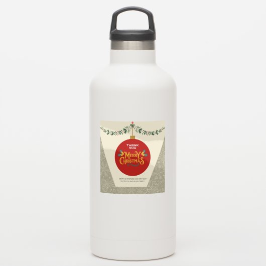 Vrolijk kerstfeest & dank u vakantie Sticker (Waterfles)