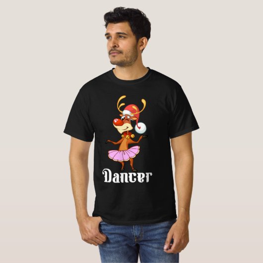 Vrolijk Kerstfeest Dansen Rendier Schattige Herten T-shirt (Voorkant volledig)