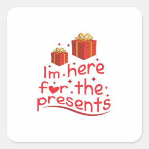 Vrolijk kerstfeest dat ik hier ben voor het Cadeau Vierkante Sticker