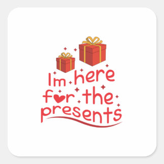Vrolijk kerstfeest dat ik hier ben voor het Cadeau Vierkante Sticker