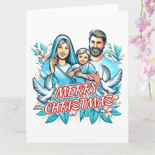 Vrolijk Kerstfeest - De Heilige Familie - Geboorte Kaart