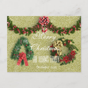 Vrolijk kerstfeest december 2016 Wreath Gold Feestdagenkaart