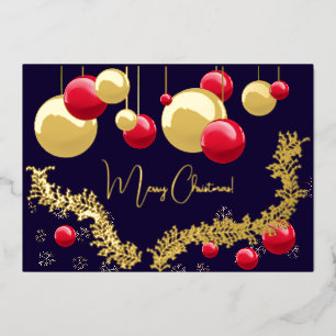 Vrolijk kerstfeest, decoraties, slingers, sneeuwvl folie uitnodiging