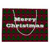 Vrolijk kerstfeest/decoratieve groene bomen large cadeautasje (Achterkant)