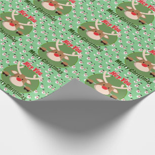 Vrolijk kerstfeest Deer en sneeuwman Cadeaupapier