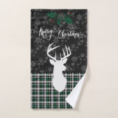 Vrolijk kerstfeest Deer en Snowflakes - Groen spel Bad Handdoek (Handdoek)