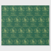 Vrolijk kerstfeest Deer Gold Green Modern Cadeaupapier (Vlak)