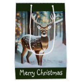 Vrolijk kerstfeest Deer Medium Cadeauzakje (Achterkant)