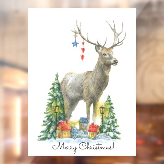 Vrolijk kerstfeest Deer Raamsticker (Vel 2)