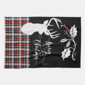 Vrolijk kerstfeest Deer - Red Pset Theedoek (Horizontaal)