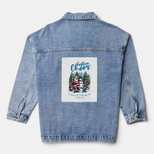 Vrolijk kerstfeest denim jacket (Achterkant)