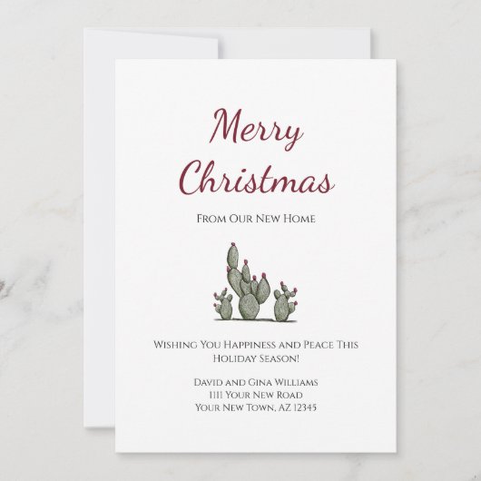 Vrolijk Kerstfeest Desert Cactus Nieuw Huis Verhui Aankondiging (Voorkant)