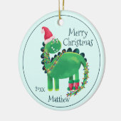 Vrolijk Kerstfeest Dinosaur Naam Keramisch Ornament (Links)