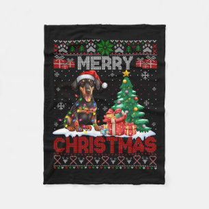 Vrolijk kerstfeest Doberman Pinscher Lover Ugly Xm Fleece Deken