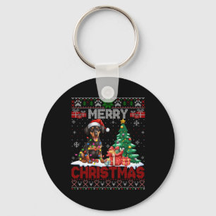 Vrolijk kerstfeest Doberman Pinscher Lover Ugly Xm Sleutelhanger