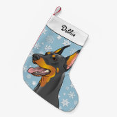 Vrolijk kerstfeest Doberman Stocking Kleine Kerstsok (Voorkant (Hangend))