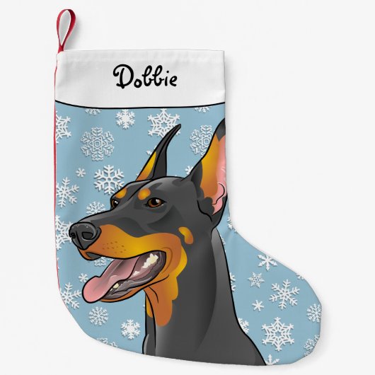 Vrolijk kerstfeest Doberman Stocking Kleine Kerstsok (Voorkant)