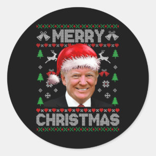 Vrolijk Kerstfeest Donald Trump Kerstman Familie X Ronde Sticker