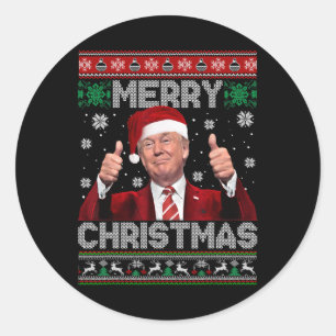 Vrolijk Kerstfeest Donald Trump Kerstman Familie X Ronde Sticker