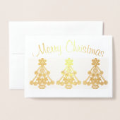 Vrolijk kerstfeest drie Elaborate Tree-contouren Folie Kaarten (Voorkant met envelop)