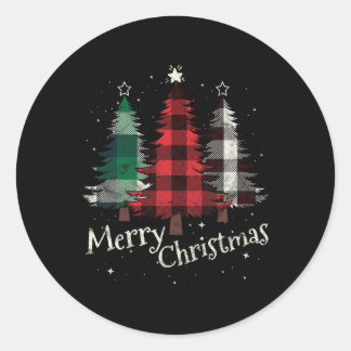 Vrolijk kerstfeest Drie kerstbomen Buffalo Pset Wo Ronde Sticker