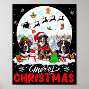 Vrolijk Kerstfeest Drie Kerstman Rendier Entlebuch Poster