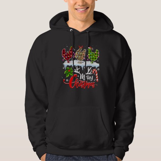 Vrolijk kerstfeest Drie kippen Buffalo Leopard Red Hoodie (Voorkant)