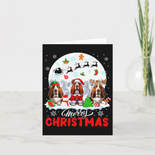 Vrolijk Kerstfeest Drie Santa Elf Rendier Bet Houn Kaart
