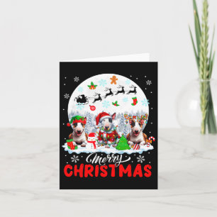 Vrolijk Kerstfeest Drie Santa Elf Rendier Bull Ter Kaart