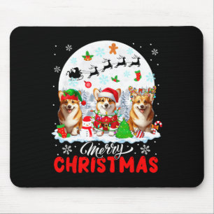 Vrolijk Kerstfeest Drie Santa Elf Rendier Corgis O Muismat
