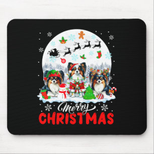 Vrolijk Kerstfeest Drie Santa Elf Rendier Papillon Muismat