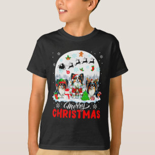 Vrolijk Kerstfeest Drie Santa Elf Rendier Papillon T-shirt