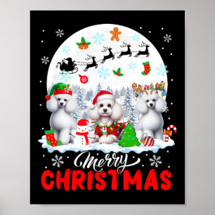 Vrolijk Kerstfeest Drie Santa Elf Rendier Poedels Poster