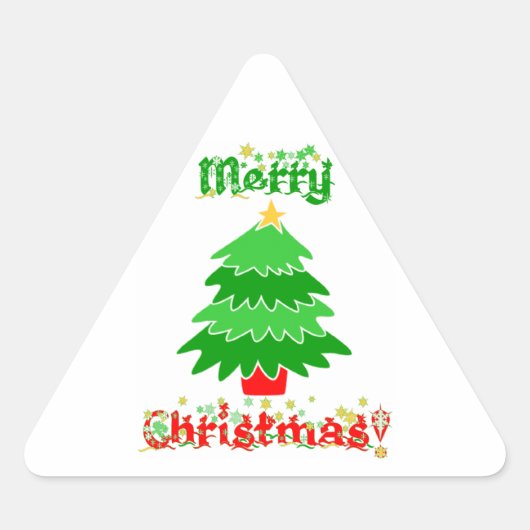 Vrolijk kerstfeest driehoek sticker (Voorkant)