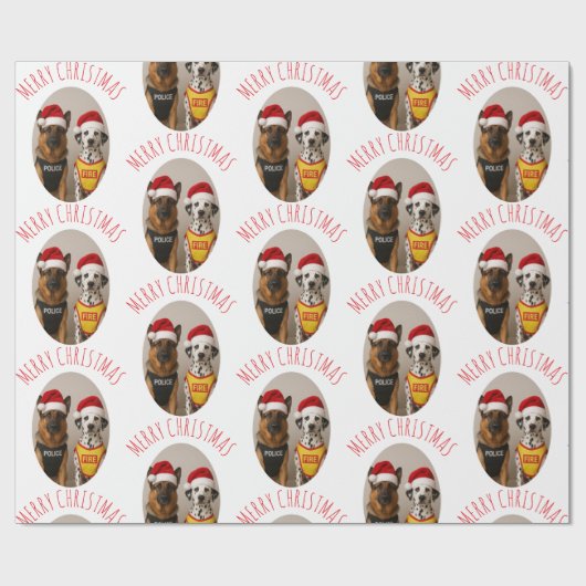 Vrolijk Kerstfeest Duitse Herder en Dalmatiër Cadeaupapier (Vlak)