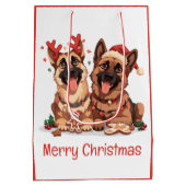 Vrolijk kerstfeest Duitse herdershonden Medium Cadeauzakje (Achterkant)