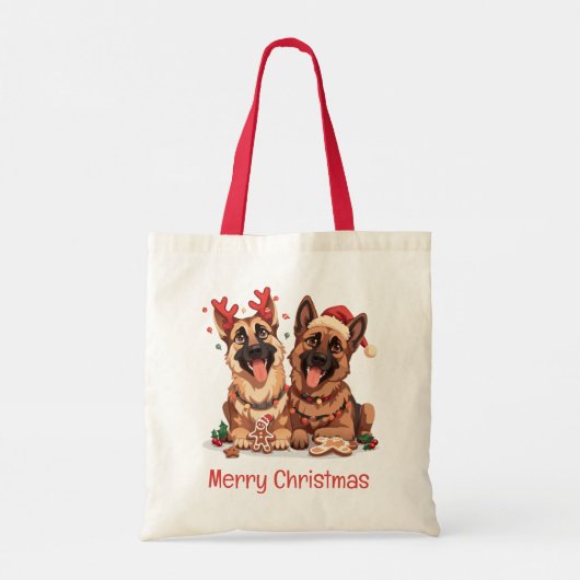 Vrolijk kerstfeest Duitse herdershonden Tote Bag (Achterkant)